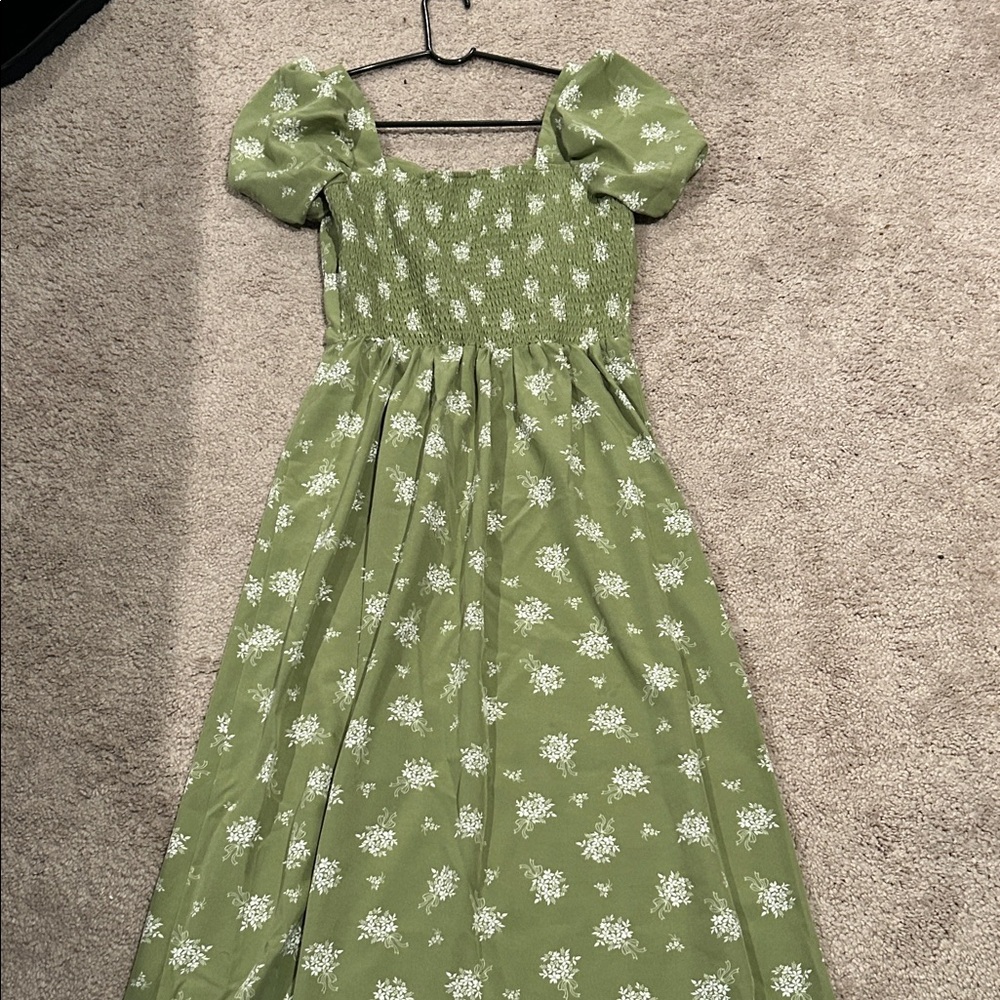 Chic Olive Floral Maxi Dress - Picture 9 of 15